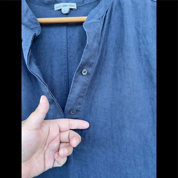 Standard James Perse Linen Utility Shirt Dress  2 - Picture 4 of 7